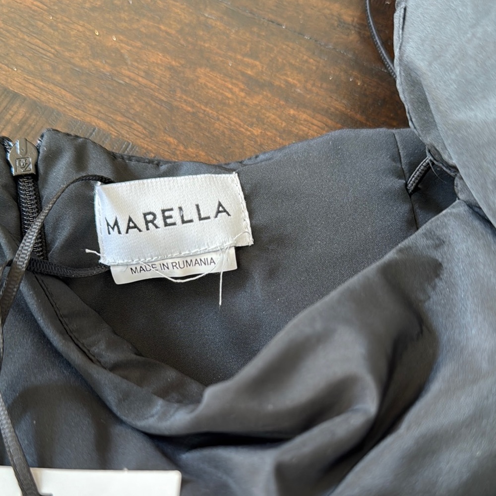 Black A-Line Puff Sleeve MARELLA Cocktail Dress - Picture 8 of 9